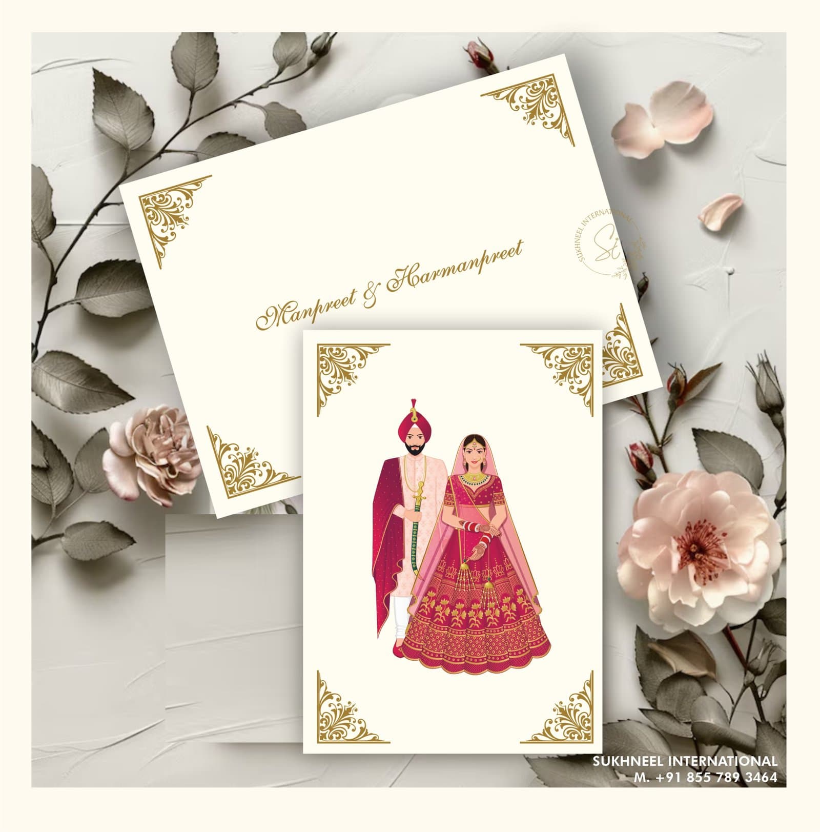 Cream Golden Wedding Card